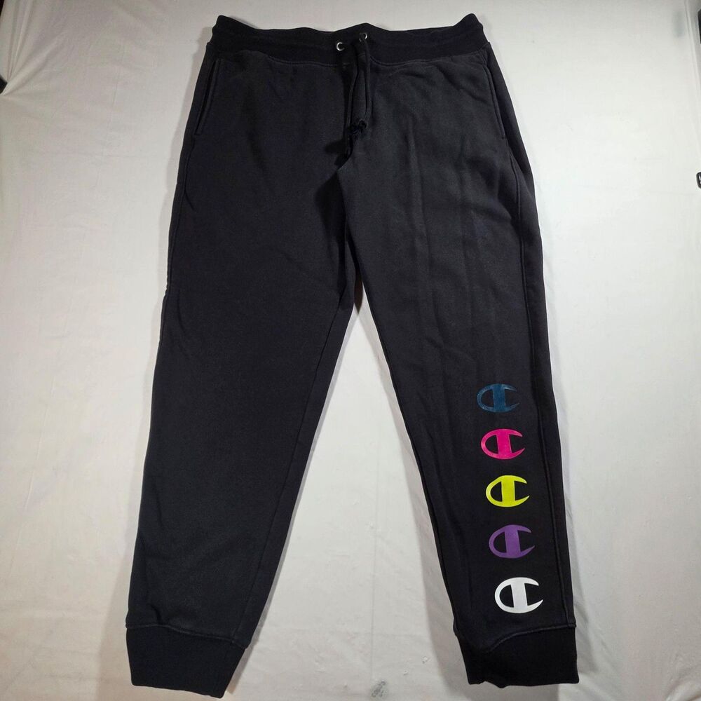 Champion Jogger Pants Mens XL Black Reverse Weave Fleece Sweatpants C Logo
